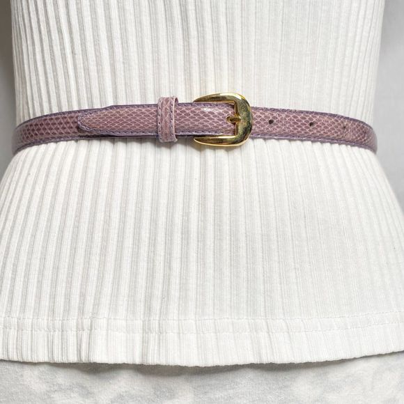 Charter Club Womens Small Waist Belt Skinny Lavender Snake Skin Taiwan - Picture 1 of 13